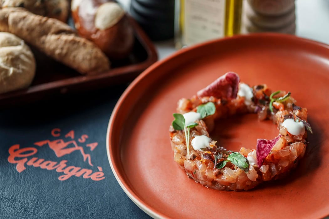 Detail of a restaurant dish at Casa Guargnè