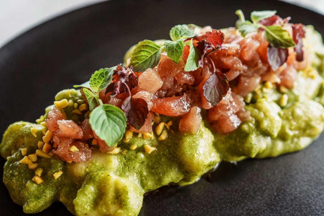 Detail of a restaurant dish at Casa Guargnè