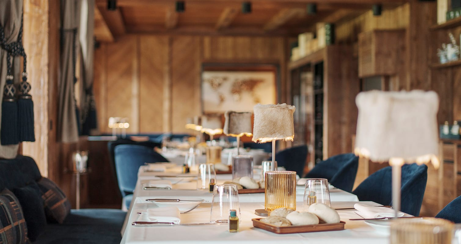 Table set for dining at Casa Guargnè restaurant