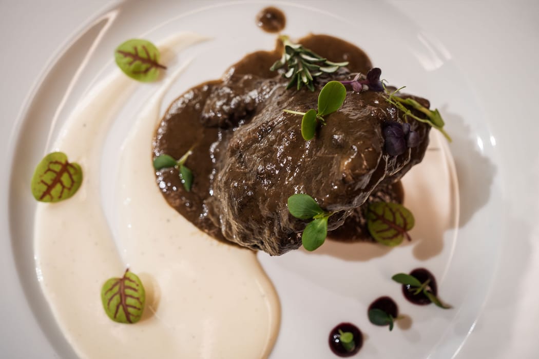 Detail of a restaurant dish at Casa Guargnè