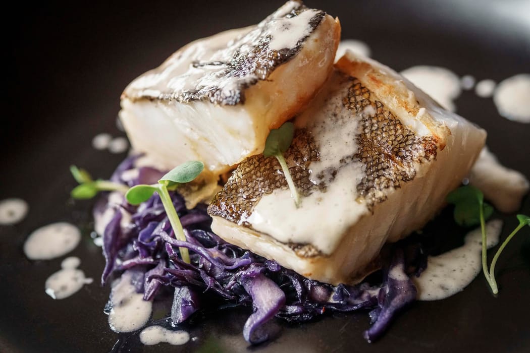 Detail of a fish dish served at Casa Guargnè restaurant